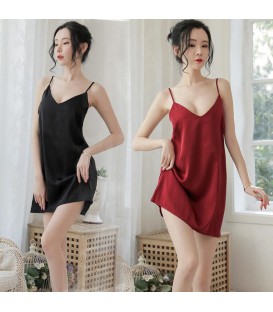 New Deep V-Neck Silky Chemise - Sensual Alluring Lingerie