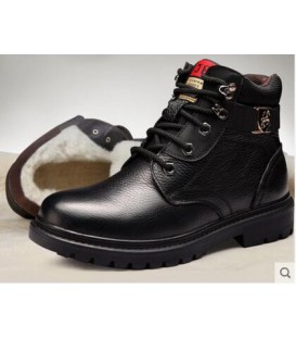 Men's leather Martin boots in winter with velvet and warm climbing shoes