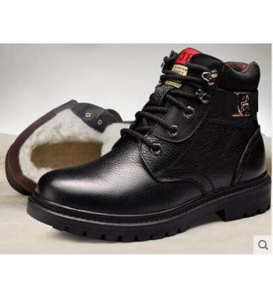 Men's leather Martin boots in winter with velvet and warm climbing shoes