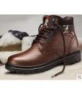 Men's leather Martin boots in winter with velvet and warm climbing shoes
